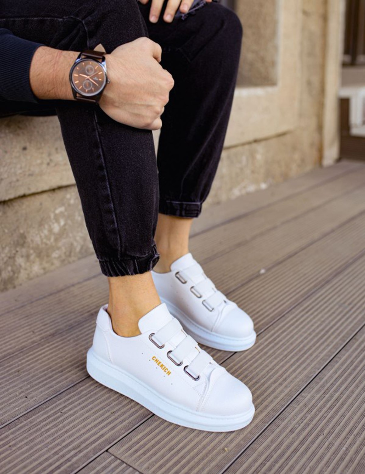 Ανδρικά λευκά Casual Sneakers δερματίνη CH253W φωτογραφία